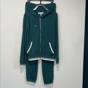 Workshop Republic Clothing Deep Green 2PC Zip-Up Hoodie and SweatPants